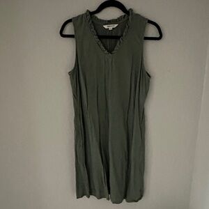 Briggs Linen Sleeveless Olive Green Dress